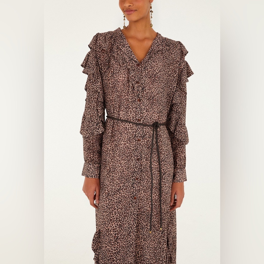 FARM Rio Brown Printed Ruffle Maxi Dress - Picture 2 of 3